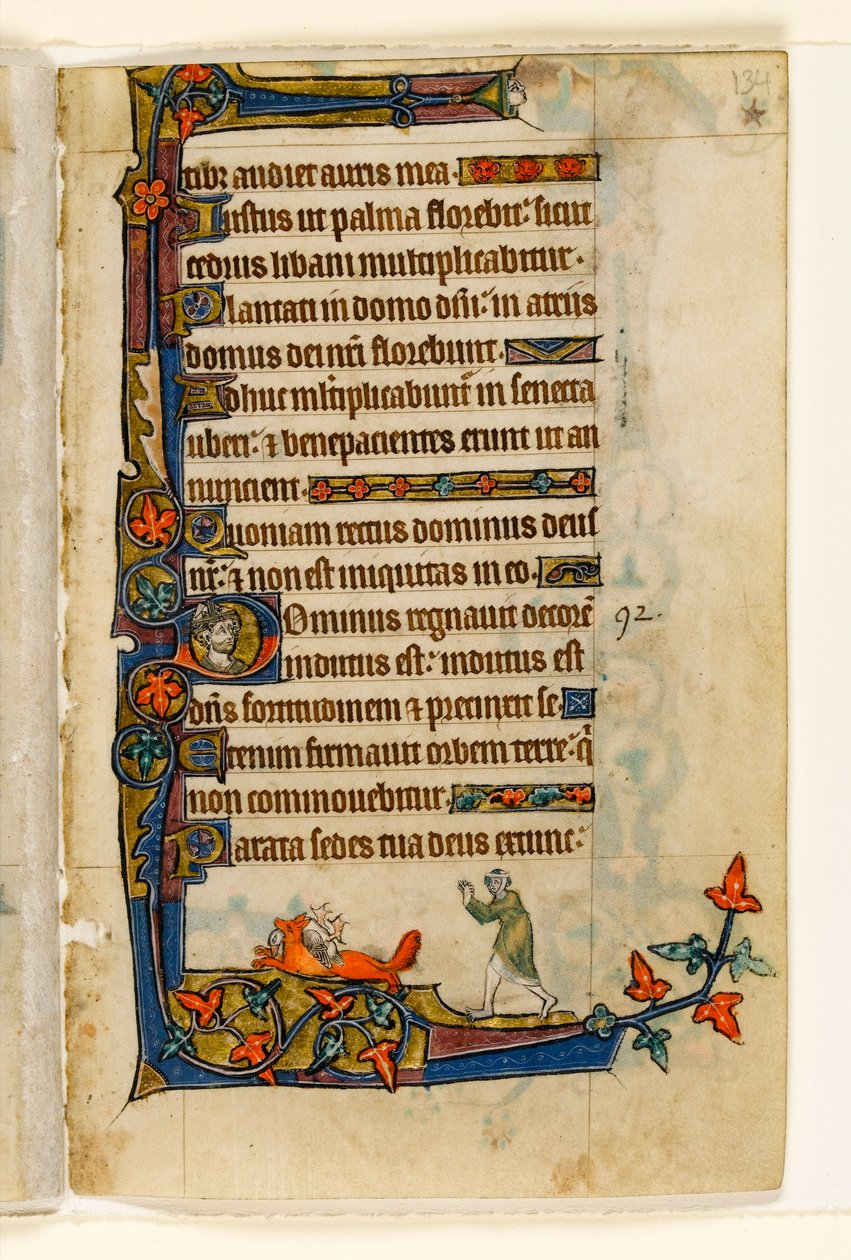 MS 1-2005, fol. 134r: Çiftçinin karısının ördeğiyle kaçan bir Tilki, Macclesfield Psalter