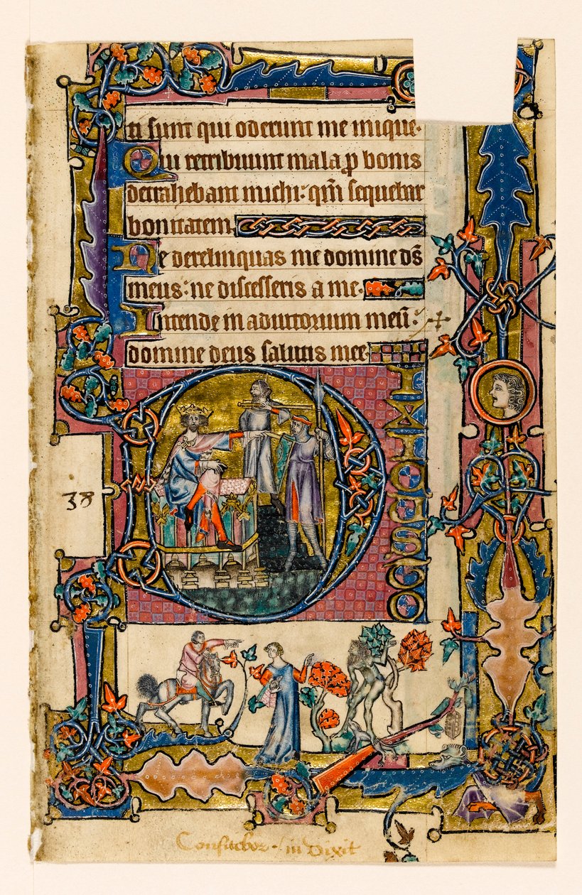 MS 1-2005, fol. 58r: Saul, Nob rahiplerini öldürmesi için Doeg