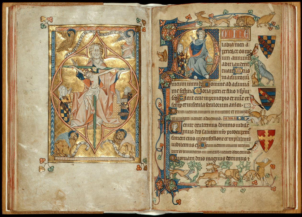 MS 242 f. 28v-29r Merhamet Tahtı, patronlarla, Mesih
