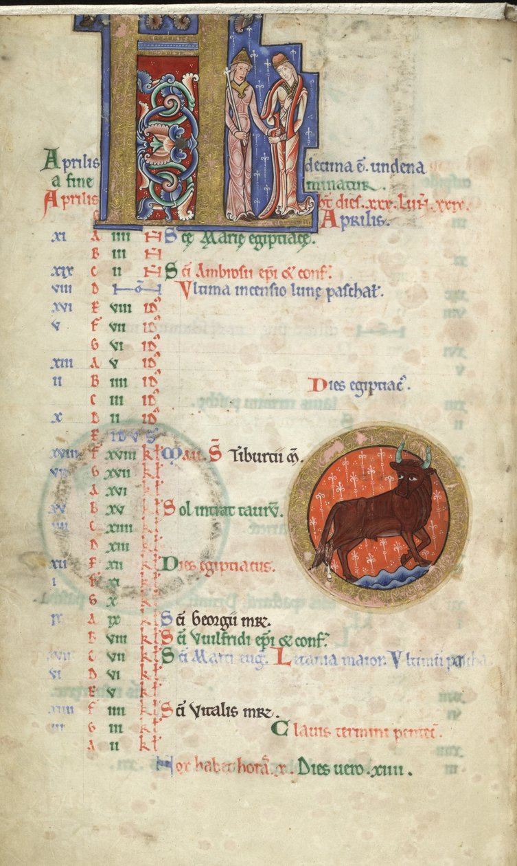 MS Hunter 229 f.2v Nisan, Hunterian Psalter