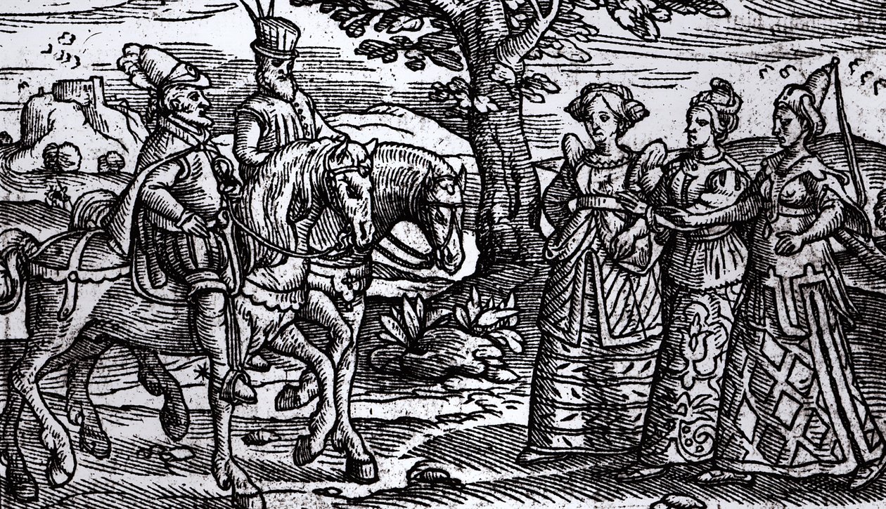 Macbeth, Banquo ve Üç Cadı, The Historie of Scotlande, 1577, by English School