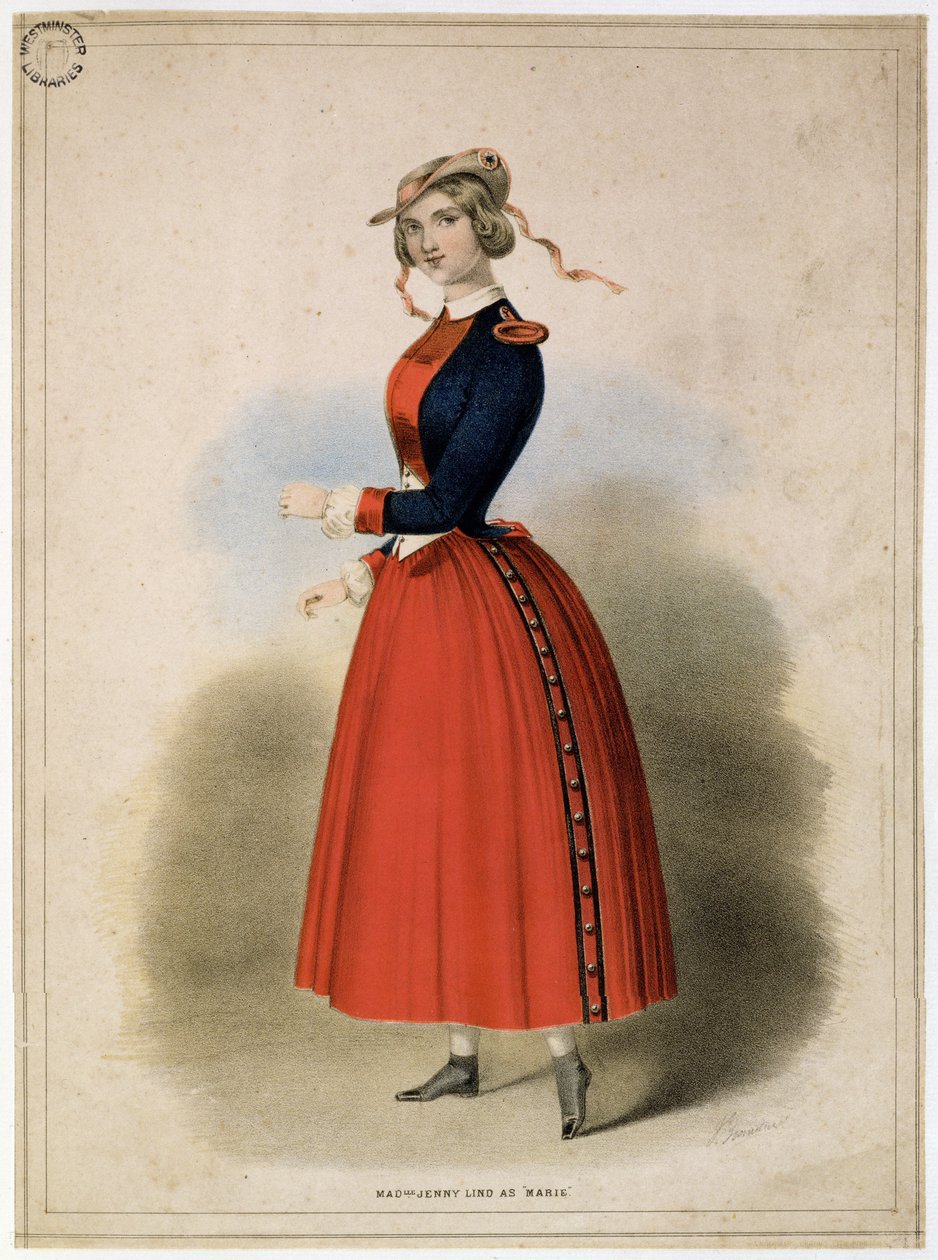Matmazel Jenny Lind (1820-87), Marie rolünde, 1847 dolayları by English School