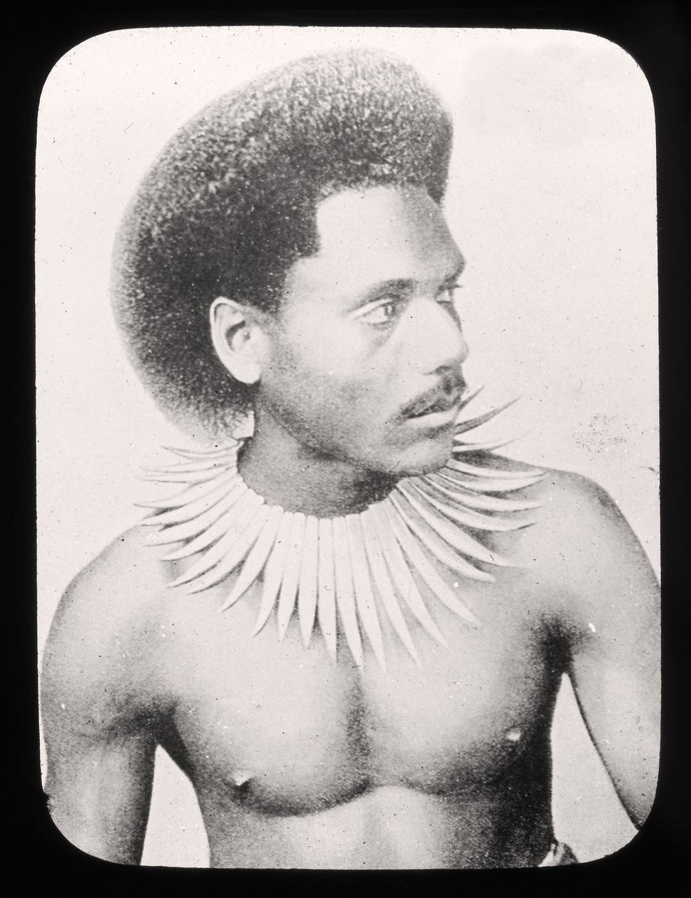Magic Lantern Slide geleneksel kostümlü bir Fiji Şefini gösteriyor. 1900 dolayları by English School