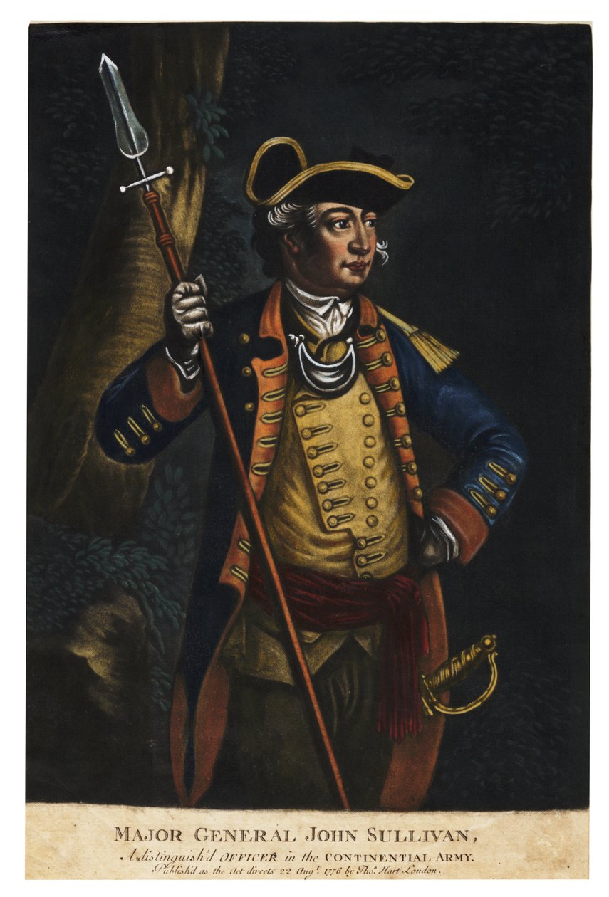 Tümgeneral John Sullivan, 1776 (el boyaması mezzotint) by English School