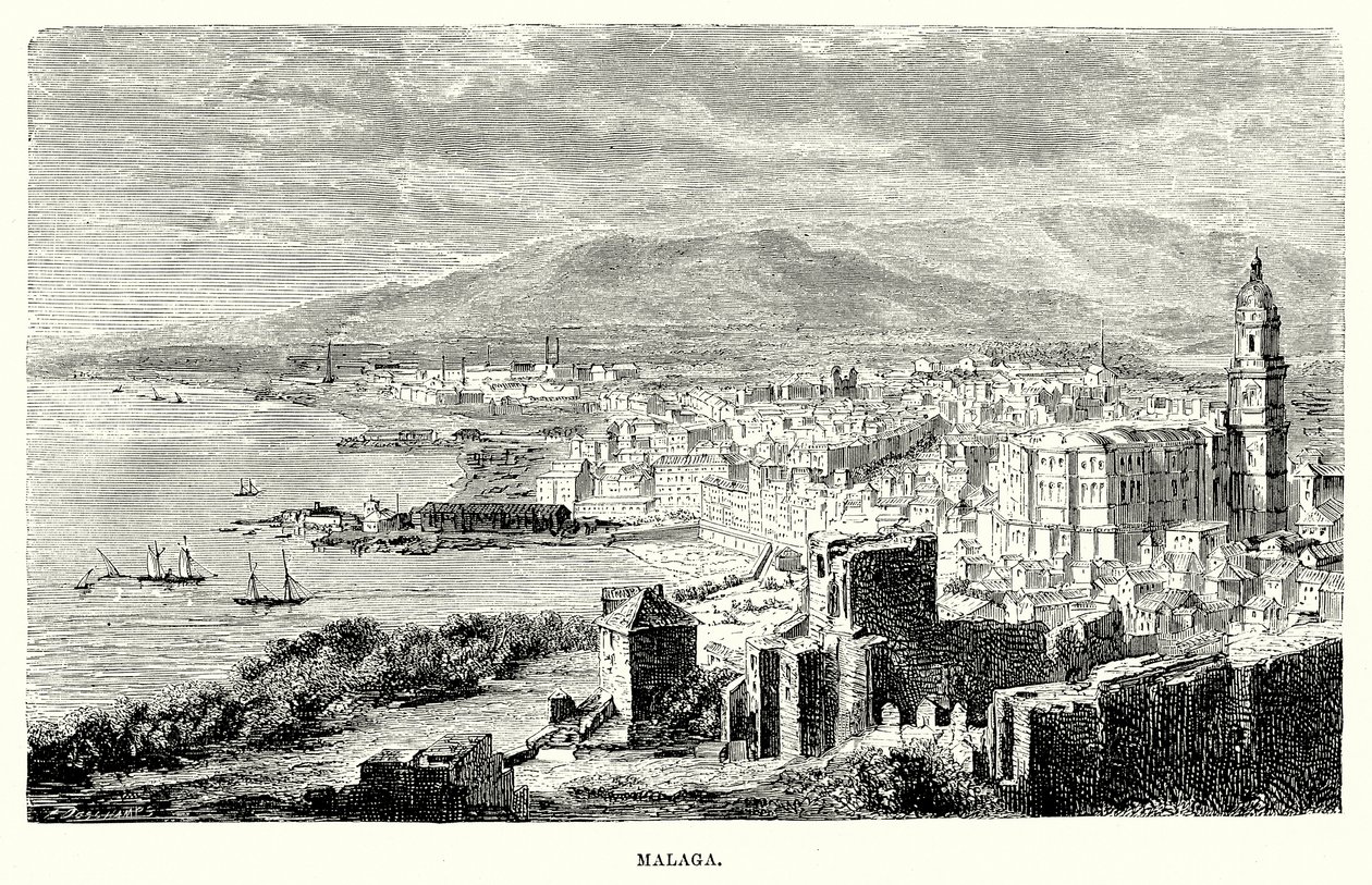 Malaga (gravür) by English School