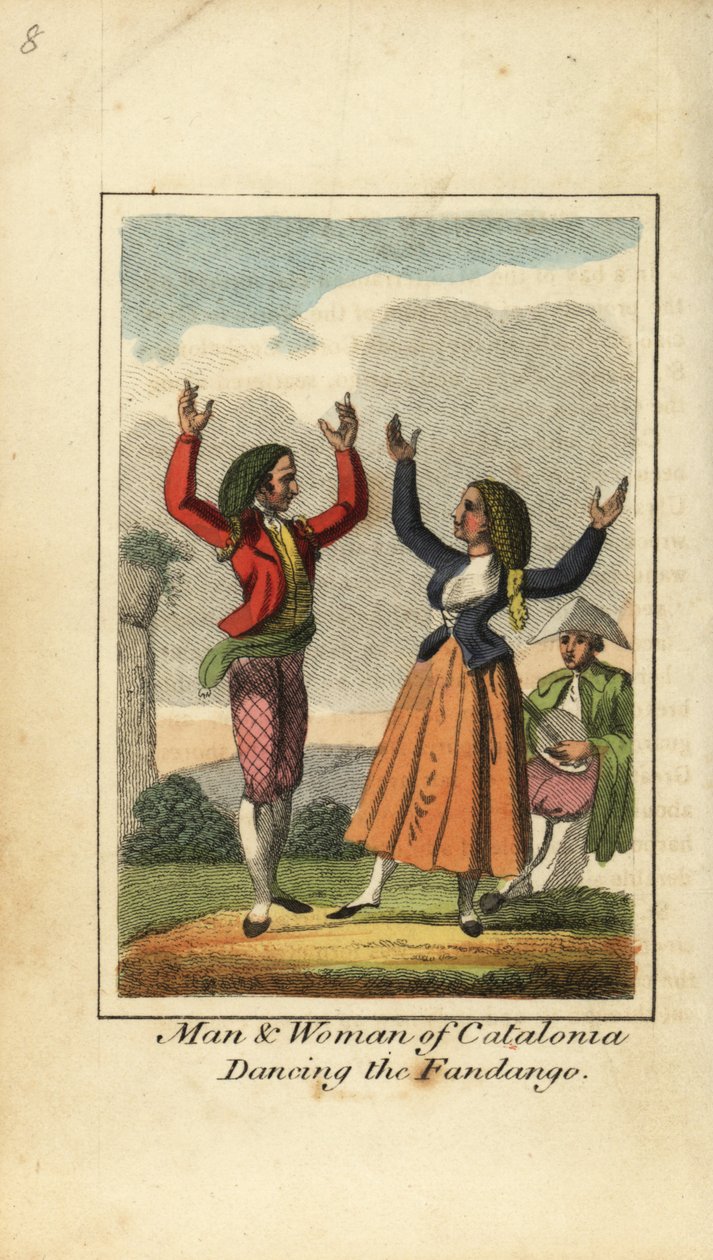 Katalonya'nın erkek ve kadını fandango dansı yapıyor by English School