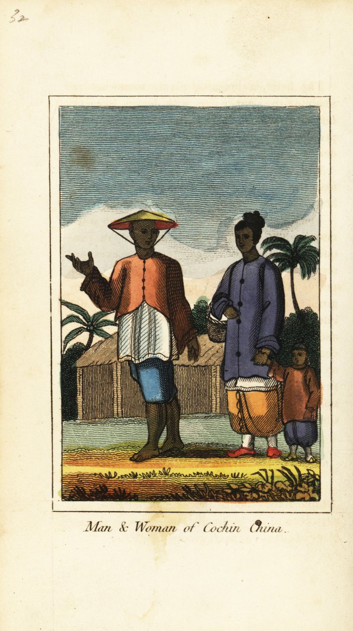 Erkek ve kadın Cochin Çin (Vietnam) 1818 by English School
