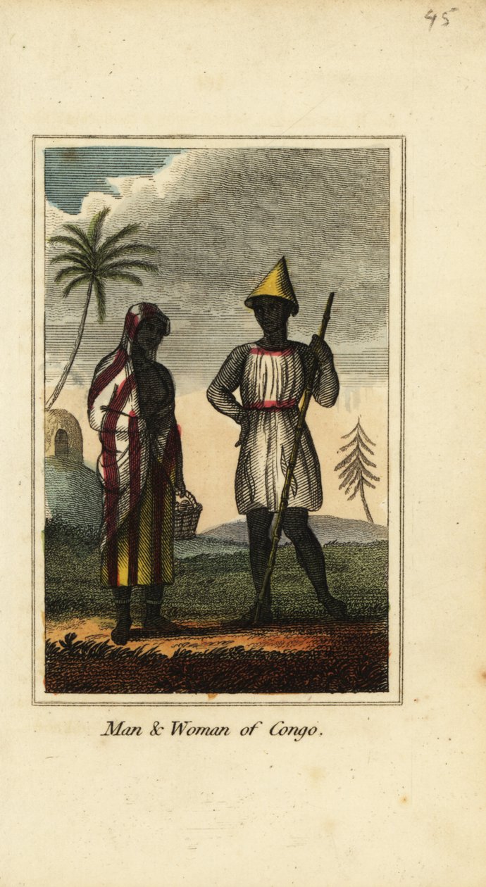 Erkek ve kadın Kongo veya Aşağı Gine, Afrika by English School