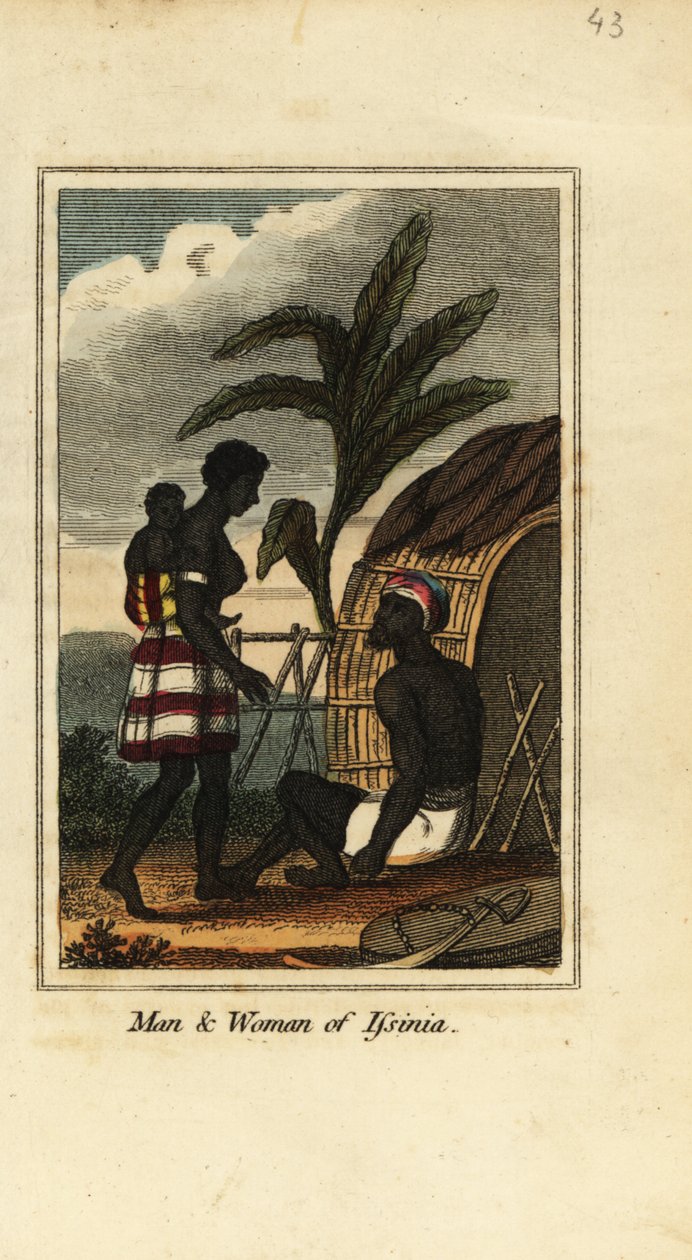Erkek ve kadın Issinia, Gine, Batı Afrika by English School