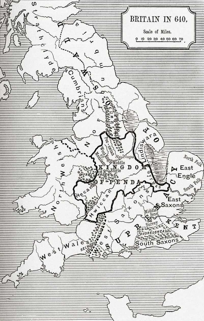640 yılında İngiltere Haritası, Northumbrian Kingdom