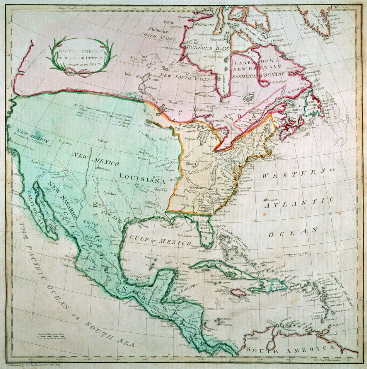 Kuzey Amerika Haritası, T. Stackhouse tarafından yayınlandı, 1783 by English School