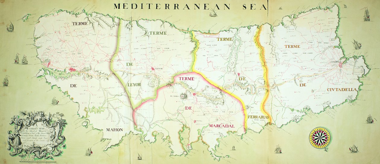 Minorka Adası Haritası, c.1740 by English School