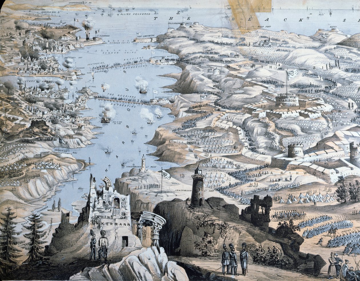 Sivastopol Kuşatması Haritası, 18 Haziran 1855, 1855 by English School