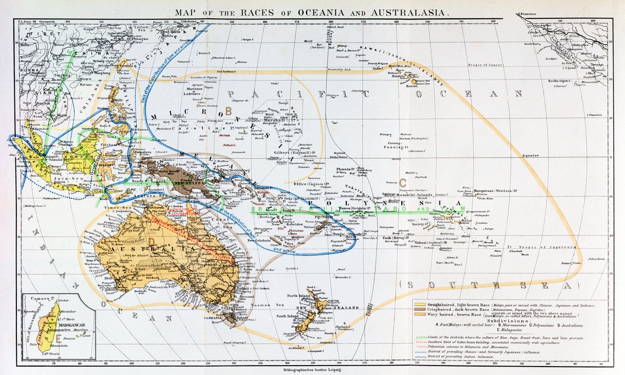 Map of the races of Oceania and Australasia, from 