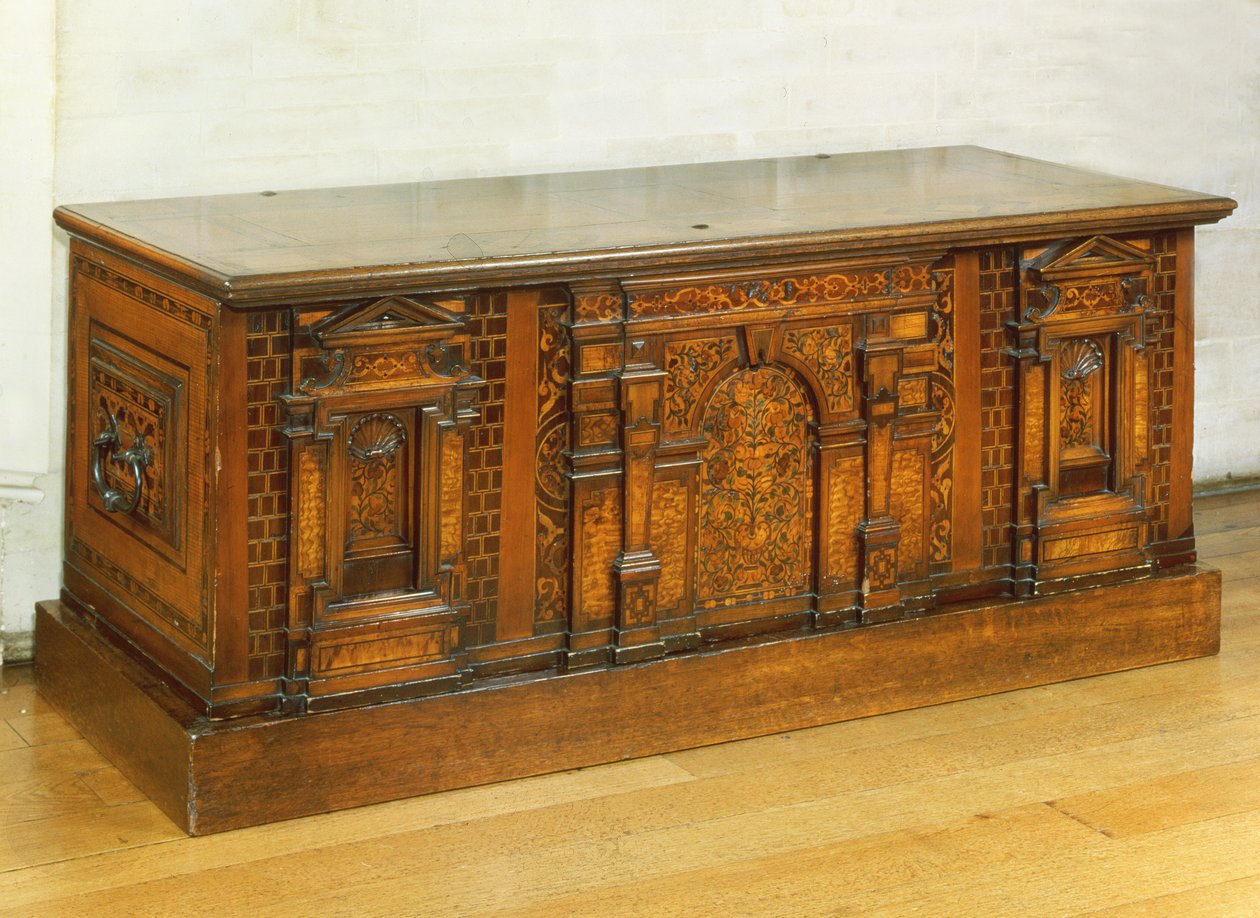 Marquetry Nonsuch sandık (ahşap) by English School