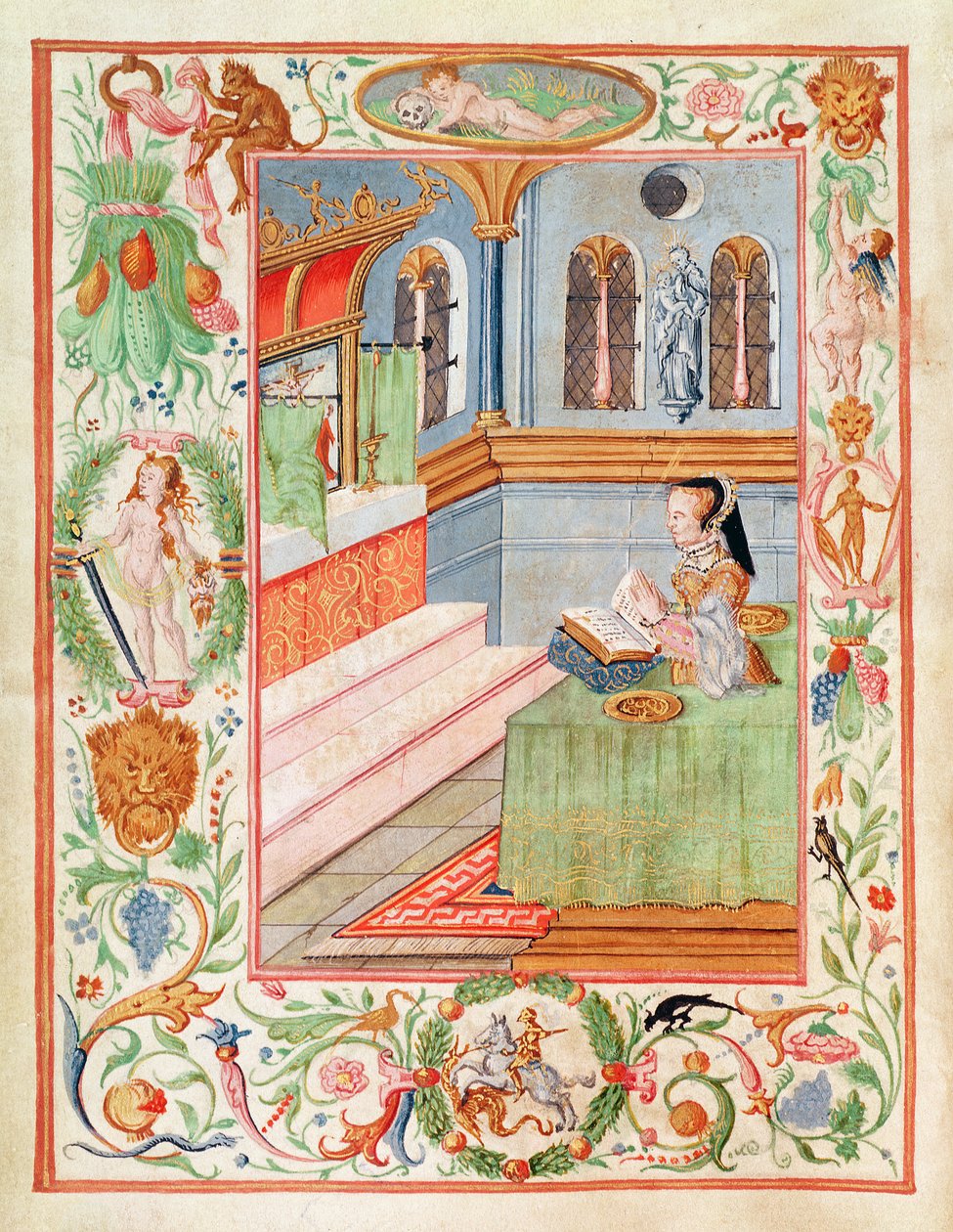 Mary kramp halkalarını kutsuyorum (parşömen üzerindeki pigment) by English School