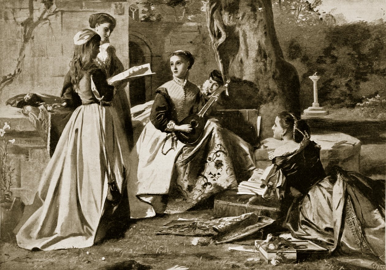 Mary Queen of Scots bir manastır bahçesinde, Hutchinsons Story of the British Nation