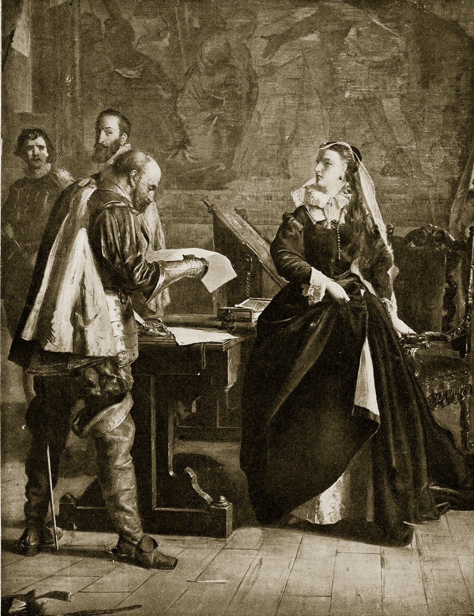İskoç Kraliçesi Mary tahttan çekildiğini imzalıyor, Temmuz 1567, Hutchinsons Story of the British Nation, c.1923 by English School