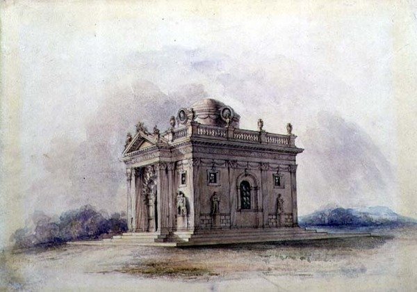 Mozole Tasarımı, c.1825 (kağıt üzerine sulu boya) by English School