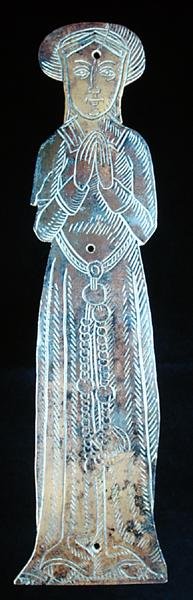 Orta sınıf bir hanımefendi şeklinde anıt pirinç, c.1520 (pirinç) by English School