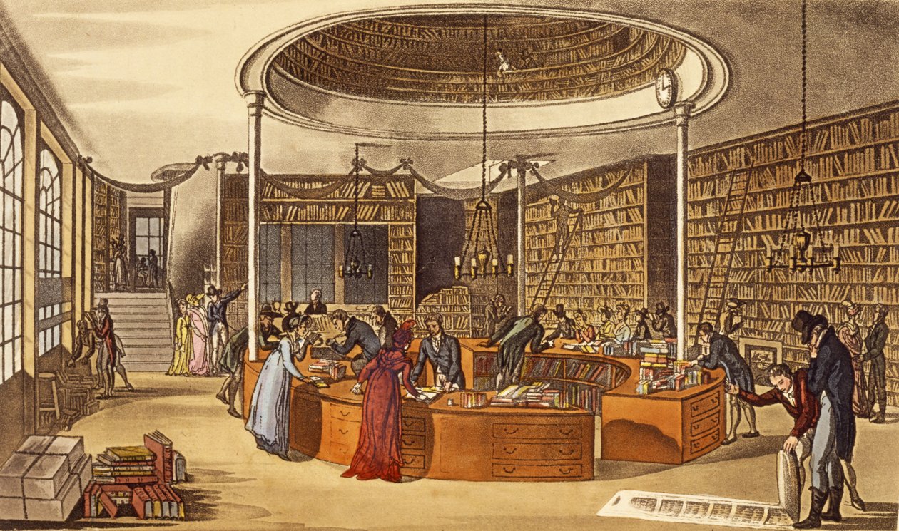 Messrs Lackington Allen and Co., 1809, Kitapçılar Muses Tapınağı, Ackermanns Sanat, Edebiyat, Ticaret, İmalat, Moda ve Politika Deposundan Finsbury Meydanı, pub. 1809 (el-co by English School