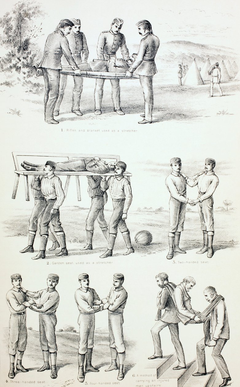 Yaralı Taşıma Yöntemleri, c.1890 by English School