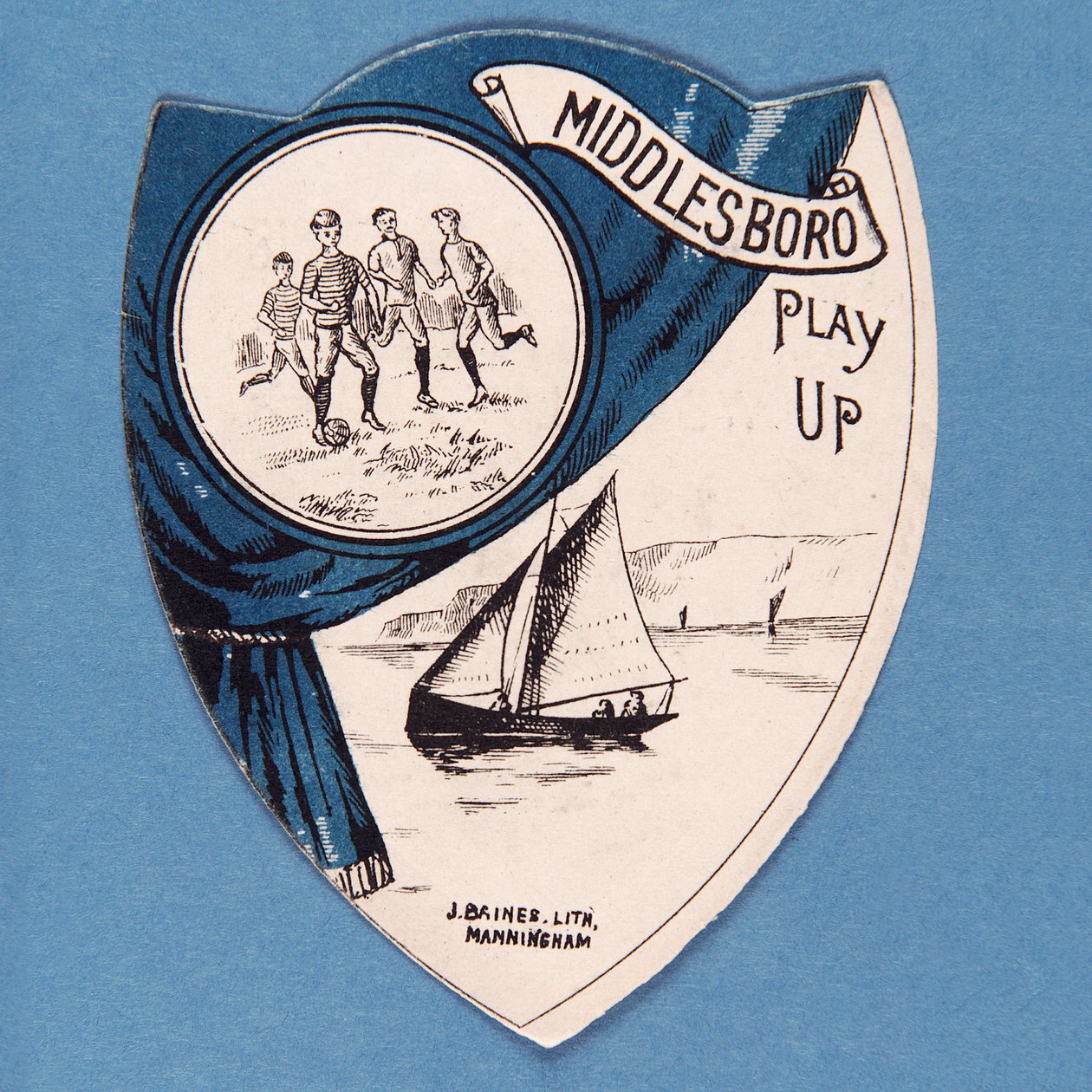 Middlesboro Play Up, kalkan şeklinde Baines kartı, 1888-89 by English School