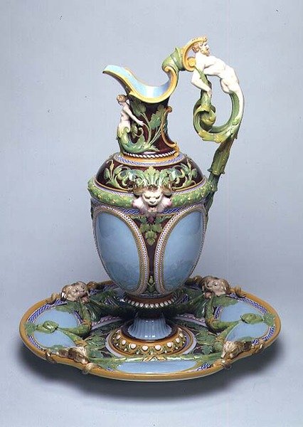 Minton maiolica ibrik ve lavabo by English School