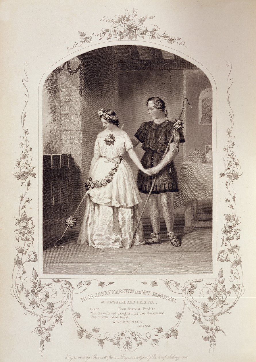 Perdita rolünde Bayan Jenny Marston ve Florizel rolünde Bay F. Robinson, William Shakespeare