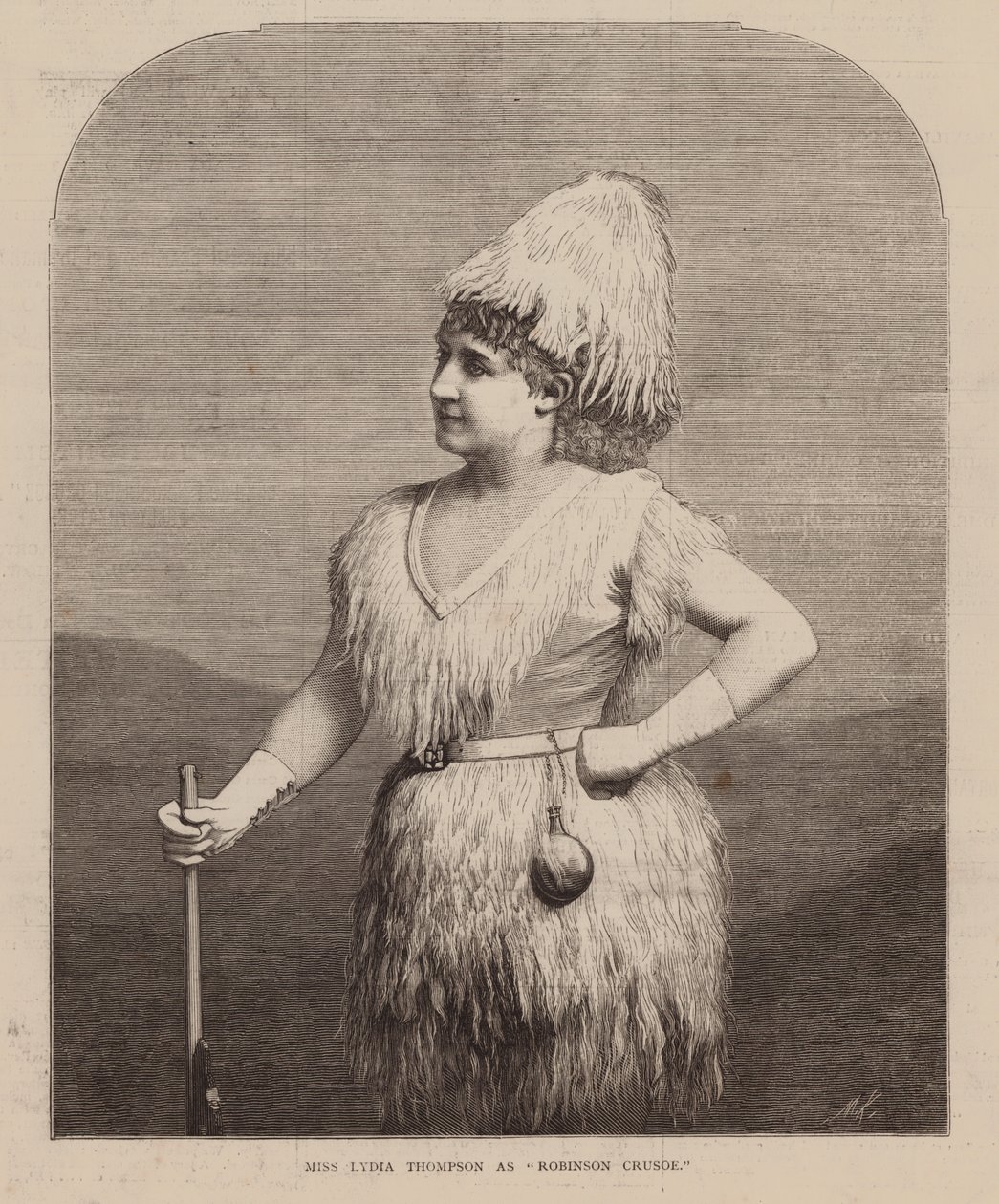 "Robinson Crusoe" rolünde Bayan Lydia Thompson (gravür) by English School