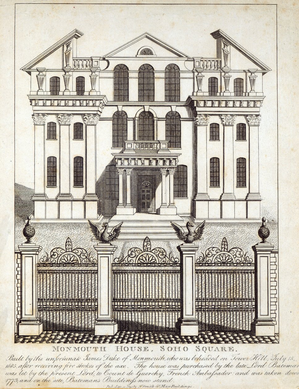 Monmouth House, Soho Square, N. Smith tarafından yayınlandı, Gt Mays Buildings, 11 Ocak 1791 by English School