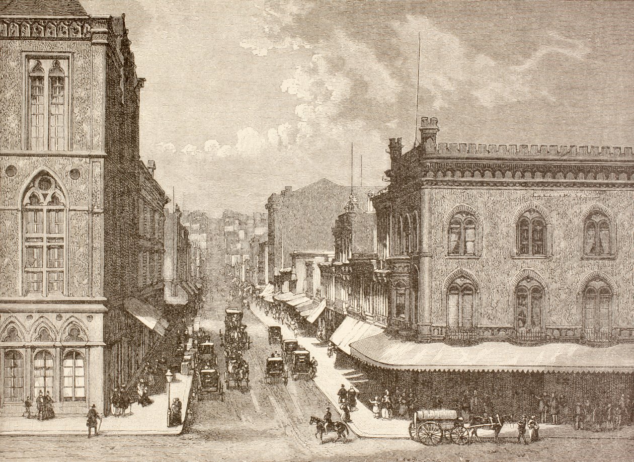 Montgomery Caddesi, San Francisco 1880'lerde (taş taş) by English School