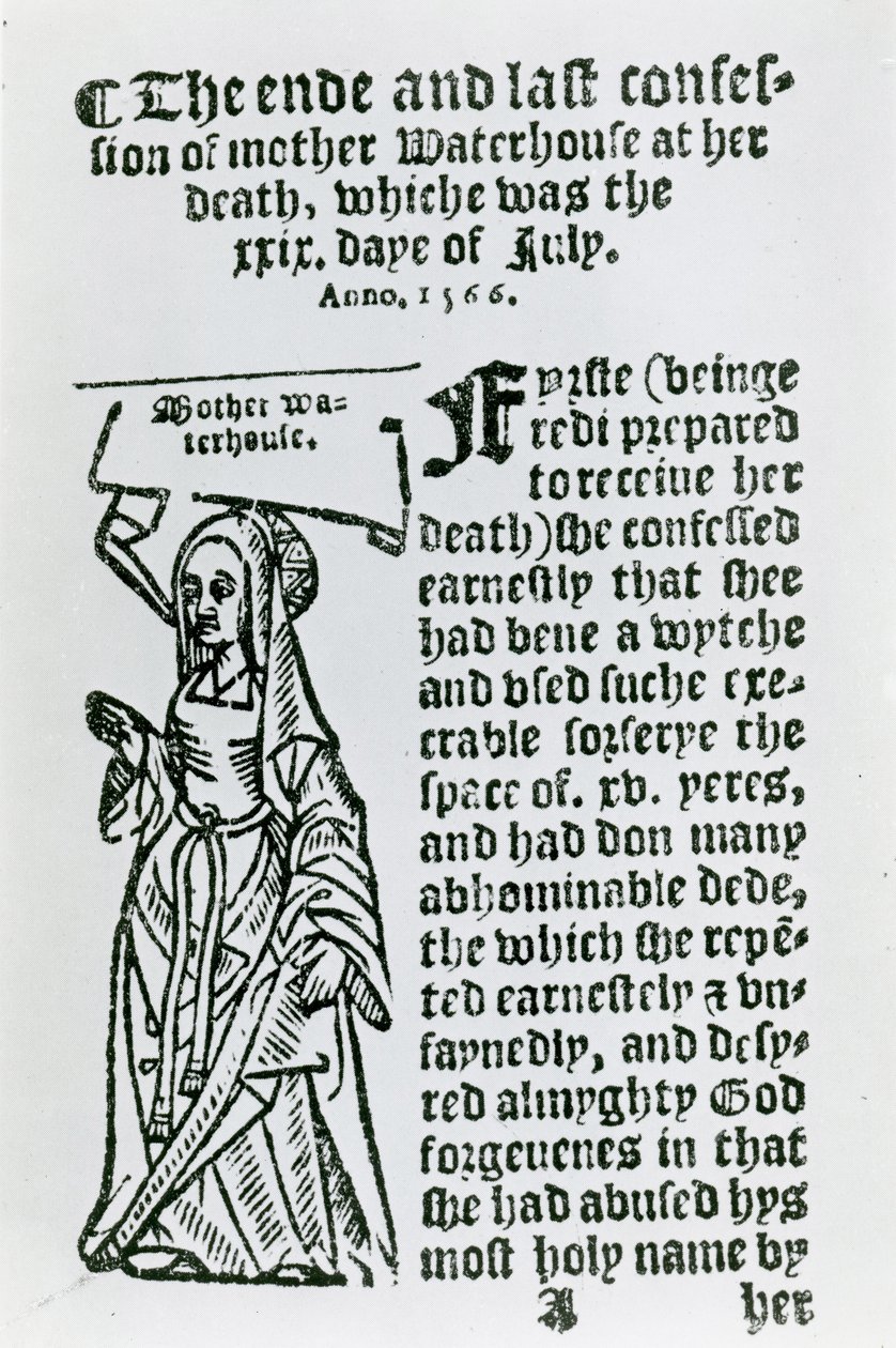 Mother Waterhouse (c.1503-1566), broşür, 1566 by English School