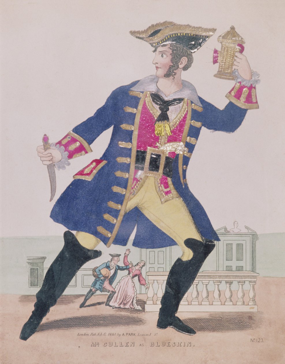 Bay Cullen, Blueskin (Bluebeard), pub rolünde. 1810 (gravür ve kolaj) by English School