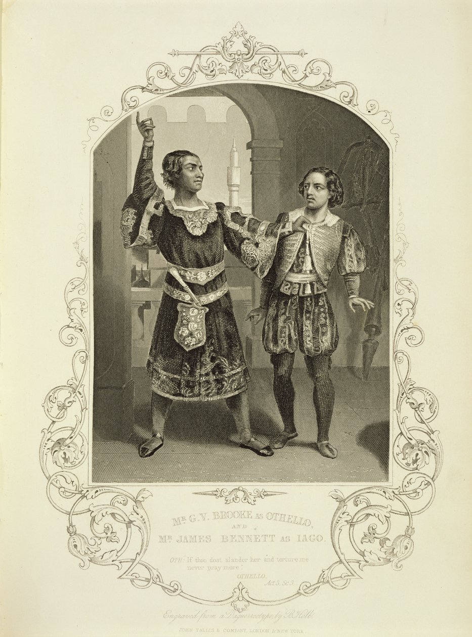 Othello rolünde Bay G. V. Brooke ve Iago rolünde James Bennett, William Shakespeare tarafından Othello