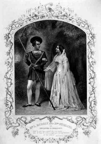 Bay L. Murray Orlando olarak ve Bayan Stirling Rosalind olarak, V. Perde 4, William Shakespeare tarafından (1564-1616) (gravür) by English School