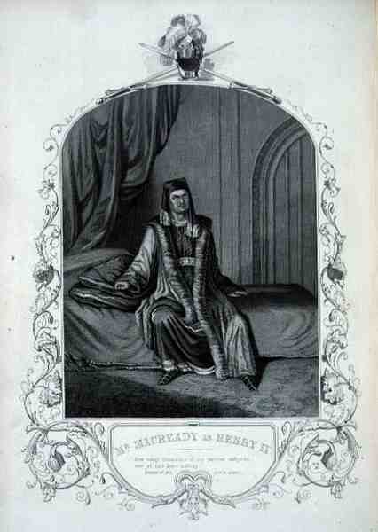 Bay Macready, Henry IV, Perde III Sahne 1, William Shakespeare (1564-1616) tarafından Henry IV