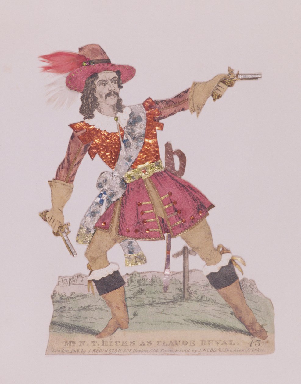 Bay N.T. Fransız eşkıya Claude Duval (1643-70) kılığında Hicks (gravür ve kolaj) by English School