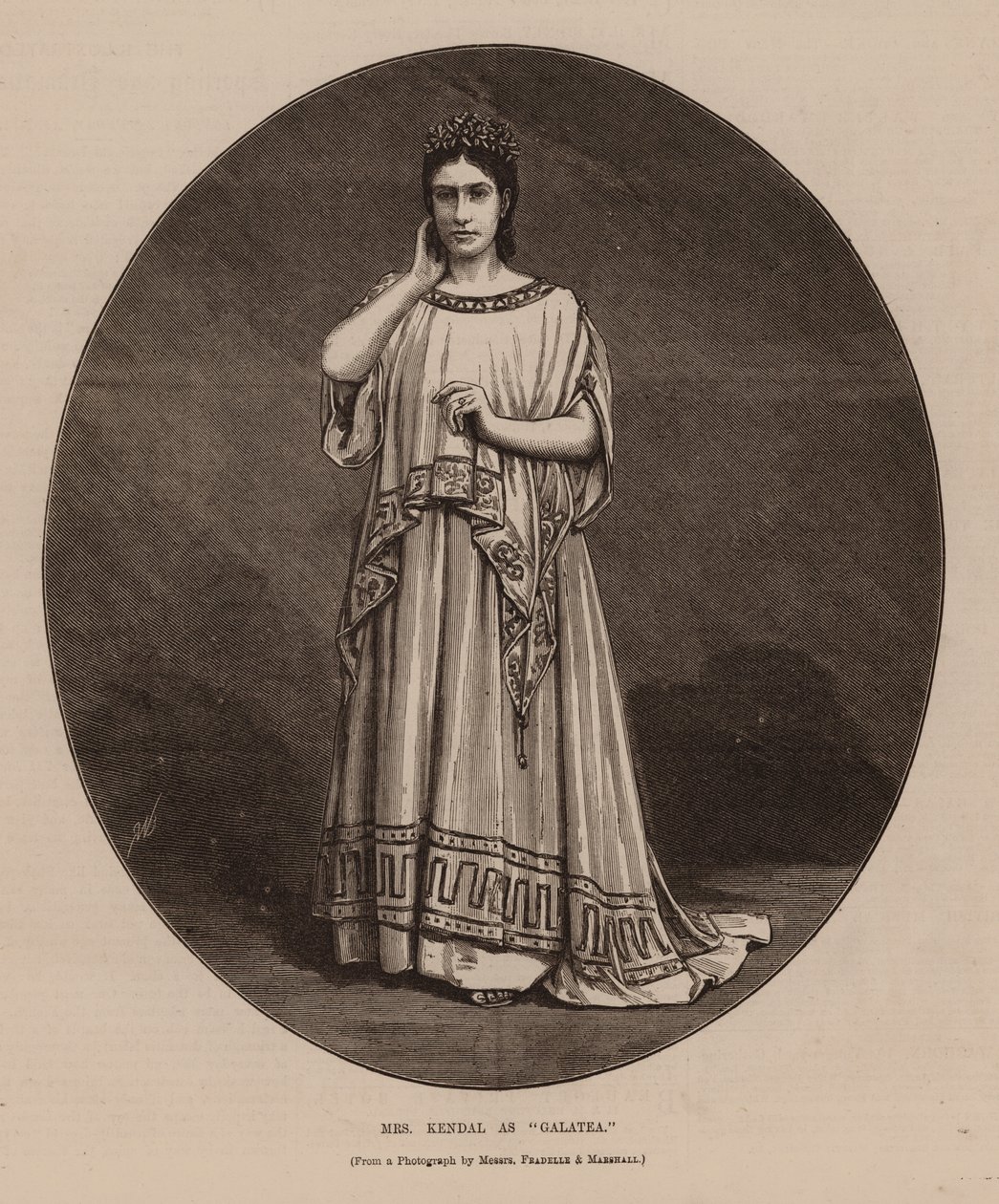 Bayan Kendal "Galatea" rolünde (gravür) by English School