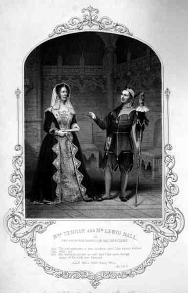 Bayan Ternan Kontes Roussillon ve Bay Lewis Ball Palyaço rolünde, I. Perde 3, William Shakespeare (1564-1616), Paine of Islington
