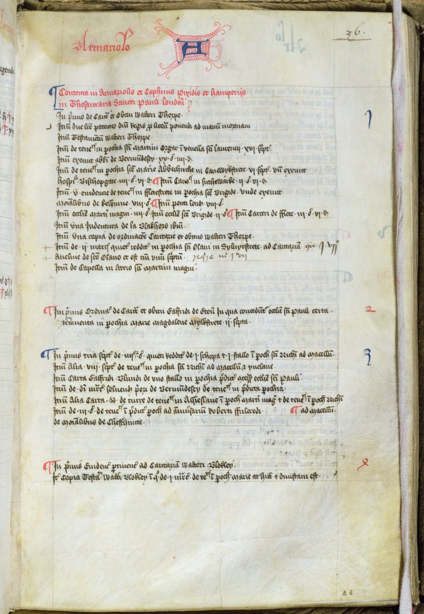 Ms.25511 fol.36r Dean Lyseuxs envanteri, St. Pauls Katedrali, 1440 by English School