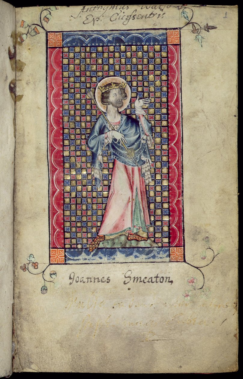 Ms 1-2005, f.1r: St. Edmund, Macclesfield Psalter