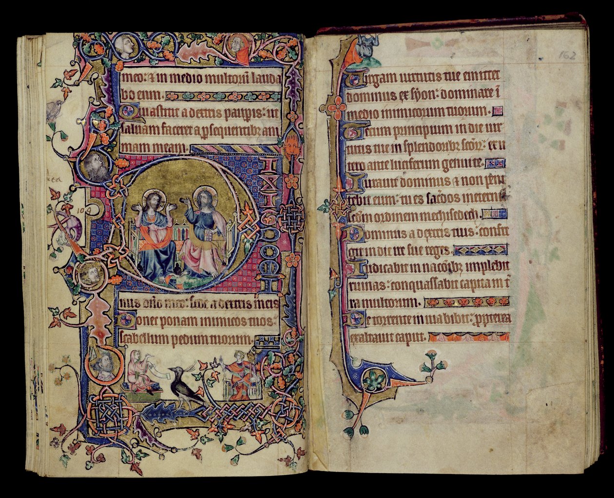 Ms 1-2005, ff.161v-162r: The Father and Oğul, Macclesfield Psalter, Use of Sarum, East Anglia, c.1330