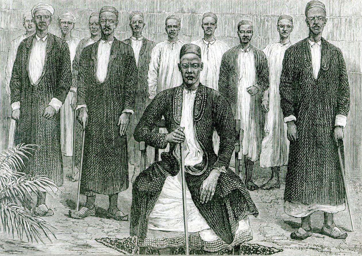 Mtesa, Uganda İmparatoru ve diğer şefler (litho) (bw photo) by English School