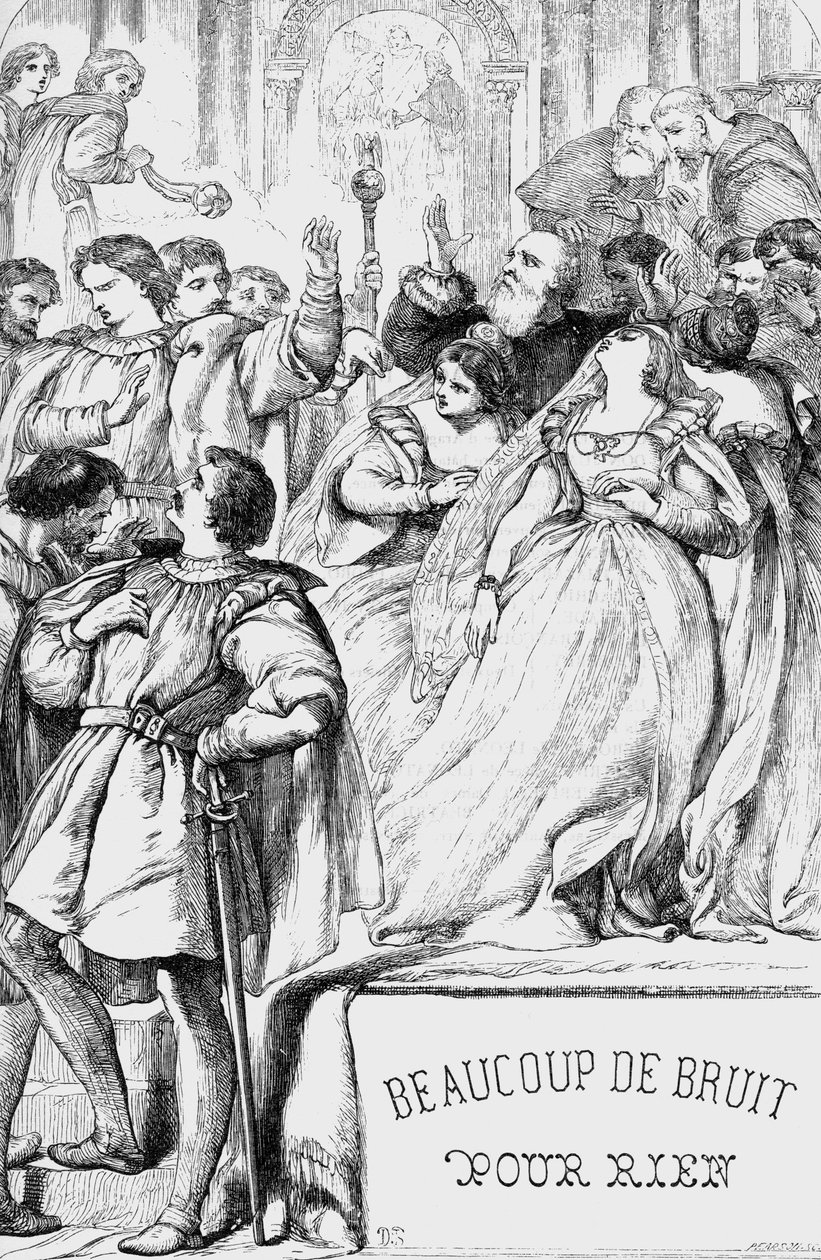 Hiçbir Şey Hakkında Çok Ado - “” William Shakespeare tarafından tamamlanan eserler”deki illüstrasyon 1866 - Bu baskının çizimleri ve genel biçimi, Cassell