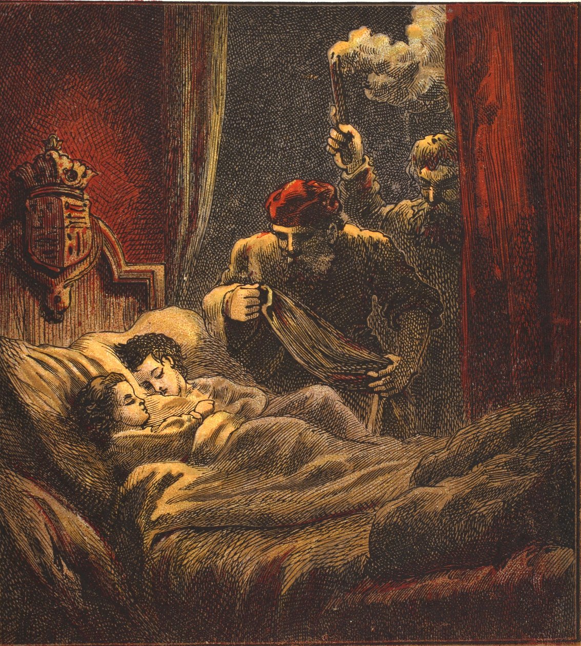 Küçük Prenslerin Cinayeti, pub. 1890 (renkli litografi) by English School