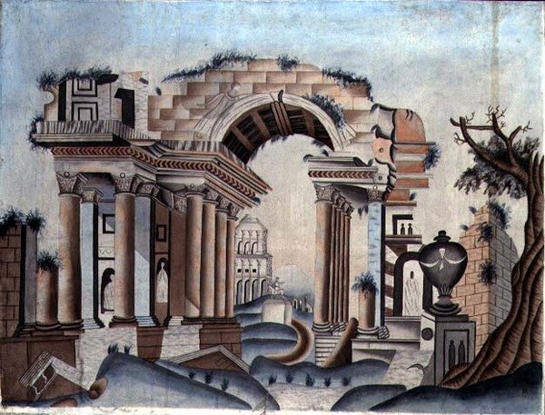Neo-Klasik Harabeler, c.1820 (kağıt üzerine suluboya) by English School