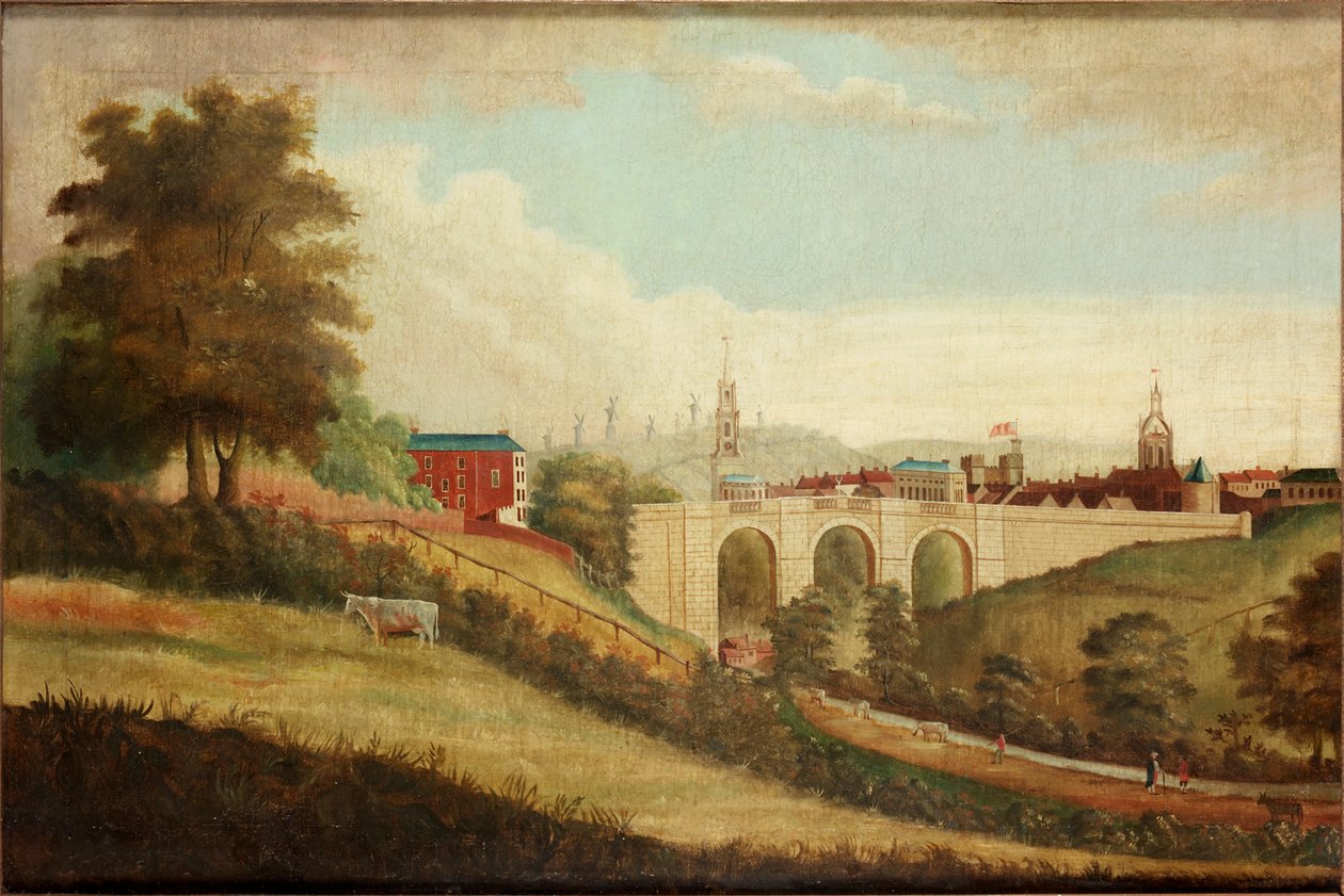 Pandon Dene üzerindeki New Bridge, Newcastle upon Tyne, 1812 dolayları by English School