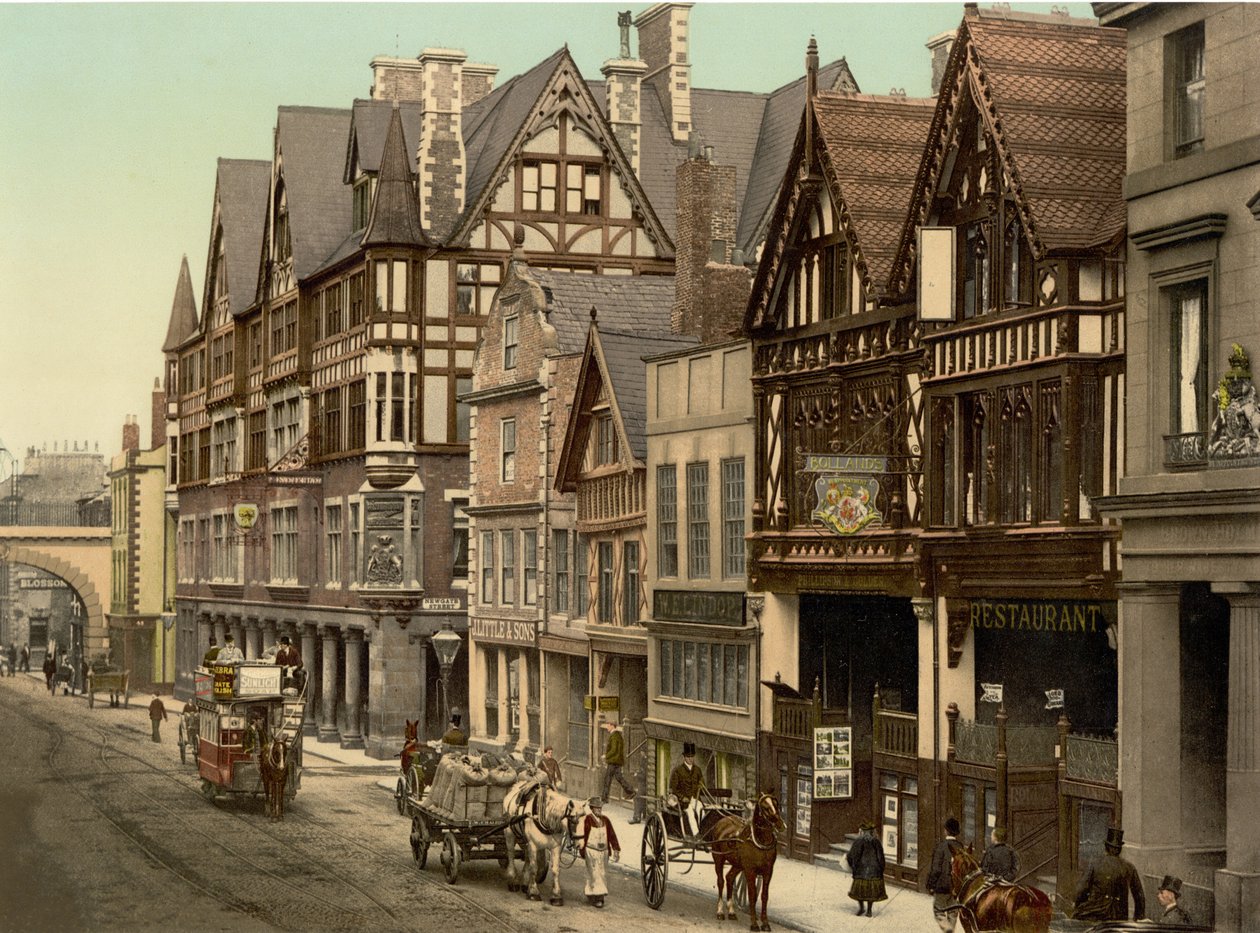 Newgate Street, Chester (el boyaması fotoğraf) by English School
