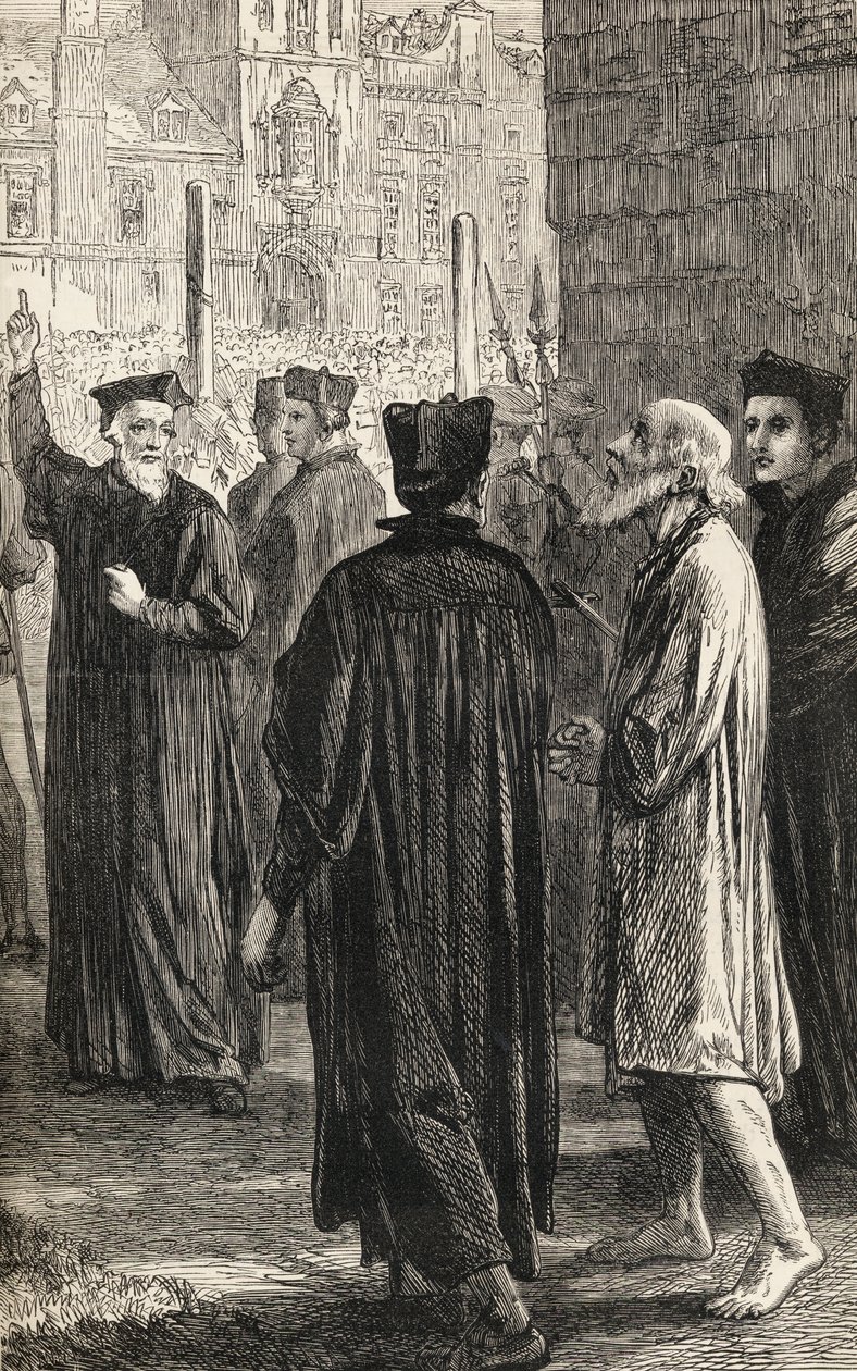 Nicholas Ridley idamına giderken, c.1865 (ahşap gravür) by English School